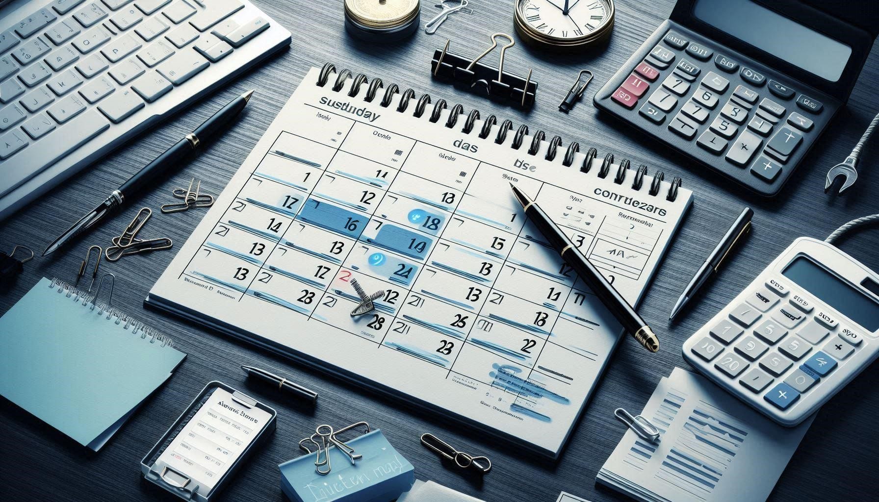 A calendar with highlighted dates symbolizes the importance of scheduling regular meetings with a business consultant.
