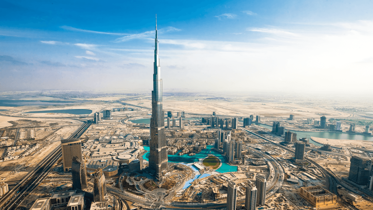 Dubai Burj Khalifa View from air