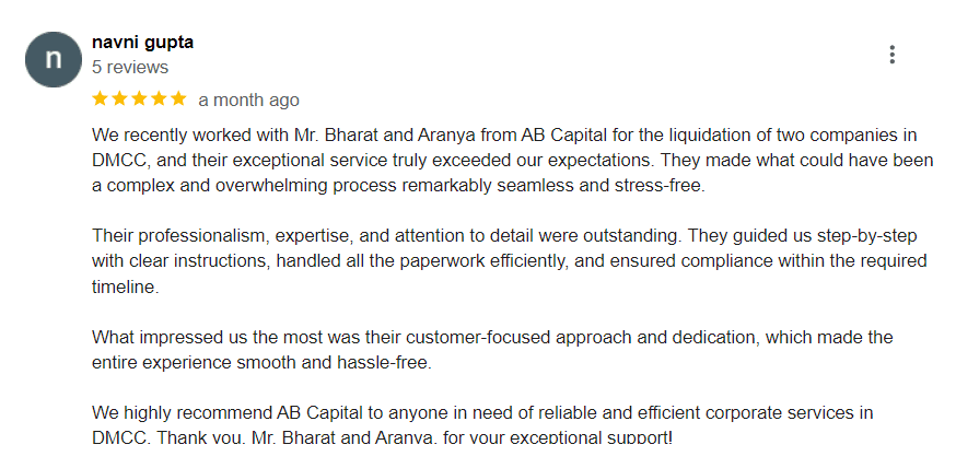 Client Testimony for Company Setup in Dubai